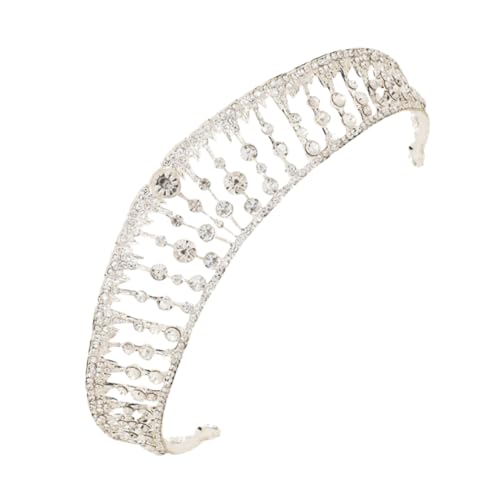 Healeved Damen Tiara Haarreif mit Funkelnden Strasssteinen Silberfarbenes Braut und Party Accessoire für Hochzeit Abschlussball und Festliche Anlässe von Healeved