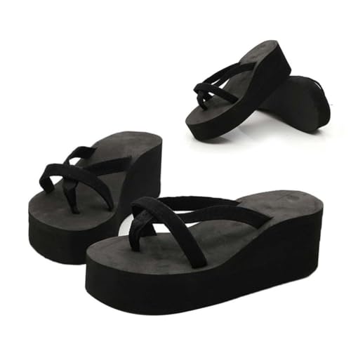 Healeved Damen Wedgesandalen Schwarz Sommer Hoher Keilabsatz Rutschfeste Strand Freizeitslipper Leicht und Bequem für Alltag und Outdoor Healeved Damen Wedgesandalen Schwarz Sommer Hoher Keilabsatz Rutschfeste Strand Freizeitslipper Leicht und Bequem für Alltag und Outdoor von Healeved
