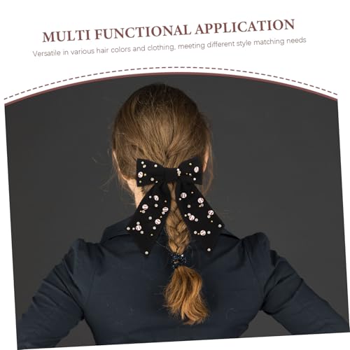 Healeved Dekorative Haarkarte Haarspange mit glänzenden Strasssteinen Schleifen für Mädchen Haarschmuck aus Strass glitzernde Haarspangen kleine dekorative Haarspangen Stoff Schwarz von Healeved