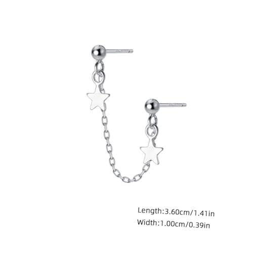 Healeved Doppelohrstecker Stern Ohrringe mit Kettchen Elegant Hängend für Frauen Zwei Piercing Schmuck Modisch Alltag Geburtstagsgeschenk von Healeved
