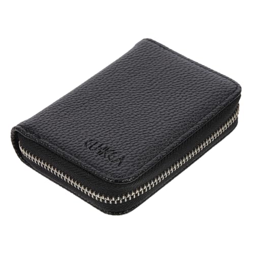 Healeved Doppelt Verziertes PU Geldbörse für Damen Multifunktionales Kartenetui mit Doppeltem Reißverschluss für Kreditkarten Ausweis und Münzen Schwarz von Healeved