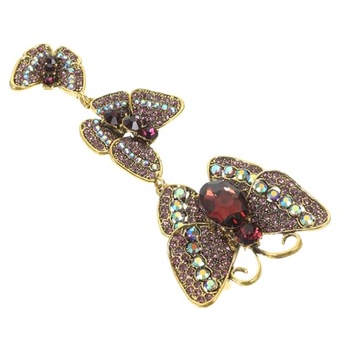 Healeved Dreifach Schmetterlingsbrosche mit Strahlenden Strasssteinen Eleganter Vintage Anstecker für Mode Schal Kleidung Glamouröses Accessoire für Besondere Anlässe von Healeved