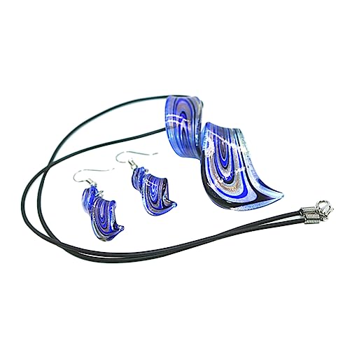 Healeved Dunkelblaue Kreative Spiralohrringe und Halskette mit Glasanhänger Elegantes Set für Besondere Anlässe Perfektes für Geburtstage und Muttertag von Healeved