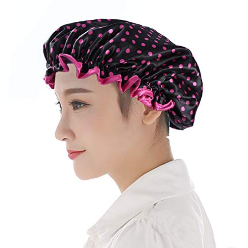 Healeved 2stücke Wasserdichte Duschhaube Mit Elastischem Band Doppellagiger Badekappen Hut Für Frauen Duschen Spa Und Haarmasken von Healeved