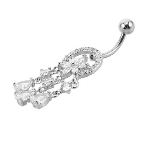 Healeved Edelstahl Bauchnabelpiercing Federmotiv Design Bauchpiercing Schmuck Damen Hautfreundlich Robuster Nabelring für Party Urlaub von Healeved