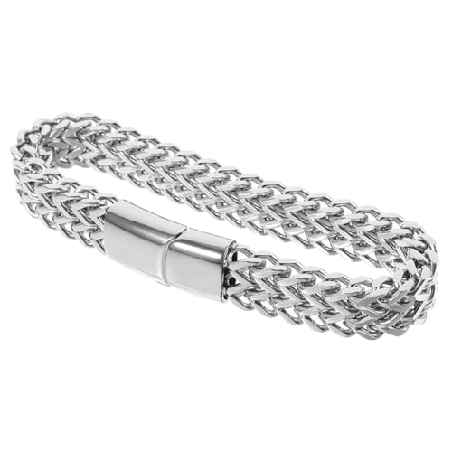 Healeved Edelstahl Herren Armband Punk Stil Offenes Design Hip Hop Handkette Robuste Handschmuck für Alltag und von Healeved