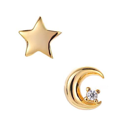 Healeved Asymmetrische Stern Mond Ohrhänger Silber Mode Ohrringe Ohrschmuck Stilvoller Schmuck Für Damen von Healeved