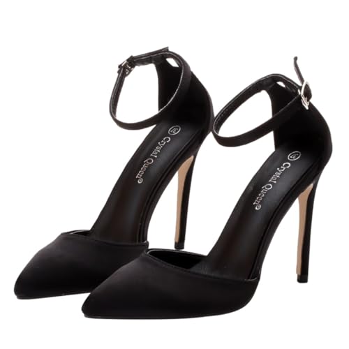 Healeved Elegante Damen High Heels Spitz Zehen Sandaletten mit Feinem Absatz Modisch und Bequem Stilvoll für Abendkleider und Besondere Anlässe Schwarz von Healeved