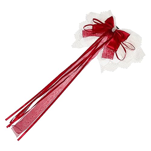 Healeved Elegante Spitzen Haarspange mit Schleifen Design Elastische Haarklammer Weinrot für Mädchen Modisches Haarschmuck Accessoire für Hochzeit Party und Festliche Anlässe von Healeved