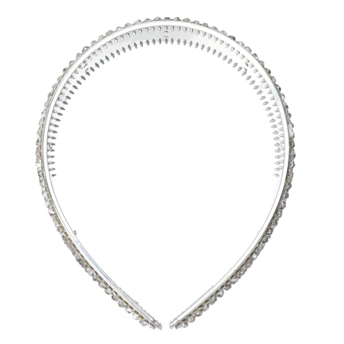 Healeved Elegantes Damen Haarband mit Breiter Seite Wasserfestem Strass und Perlen Leichtes Bequemes Stirnband für Alltag Party und Ausgehen Modisches Haarschmuck accessoire in Hellgrau von Healeved