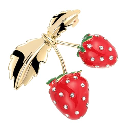 Healeved Erdbeerbrosche Kleidungsbrosche Kupfer Brosche Revers Anstecknadel Obst Brosche Dekoration Nähen Schmuck Accessoire von Healeved