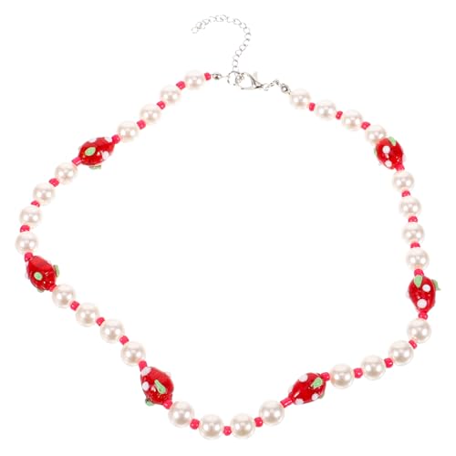 Healeved Erdbeerperlen Halskette für Damen Süße Schmuckdesigns mit Perlen Choker Halskette für und Vielseitig Geschenkidee von Healeved