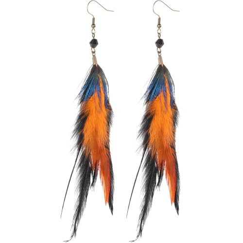 Healeved Ethnische Federohrringe Damen Vintage Stil Leicht Hängend mit Pfau perlen Boho Quasten Schmuck für Alltag und Fest von Healeved