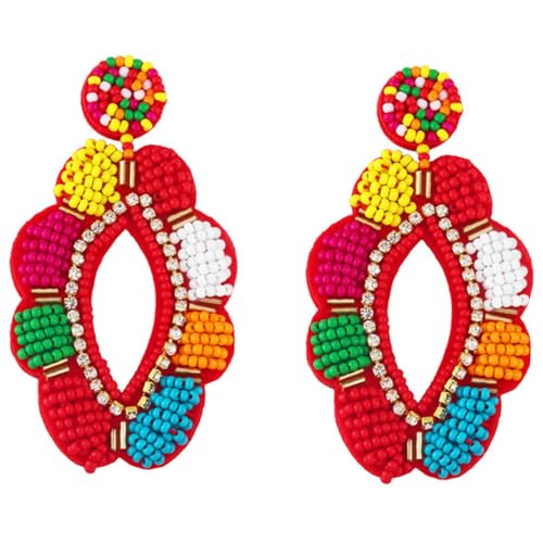 Healeved Ethnische Handgefertigte Bunte Perlenohrringe mit Blumenanhänger Leichte Hängende Ohrstecker für Damen Modische Festival accessoires Hautfreundlich und Langlebig für Strand und Healeved Ethnische Handgefertigte Bunte Perlenohrringe mit Blumenanhänger Leichte Hängende Ohrstecker für Damen Modische Festival accessoires Hautfreundlich und Langlebig für Strand und von Healeved