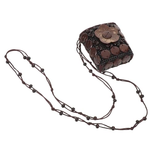 Healeved Ethnische Kleine Umhängetasche aus Echtem Kokosnussschalen-material Handgefertigte Bestickte Boho Damen Geldbörse mit Perlenriemen Verstellbare Sommer Schultertasche für Handy und von Healeved