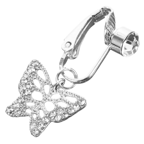 Healeved Fake Bauchnabelring Clip Schmetterling Dangle Bauchschmuck für Frauen Nicht Durchbohrt Legierter Körperschmuck Modisches Design für Strand und Alltag von Healeved