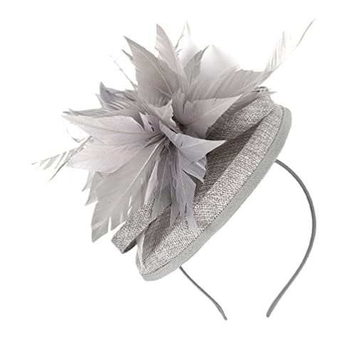Healeved Fascinator Für Damen Fascinator-Hut Blumen-Netzbänder Stirnband Cocktail-/Teeparty-Kopfbedeckung Für Mädchen Und Damen – Grau von Healeved