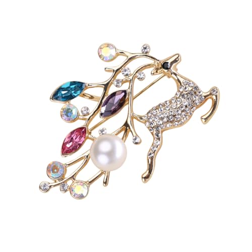 Healeved Weihnachtsbrosche Für Damen Perlenbrosche Mit Hirschmuster Zarte Brustnadel Aus Party-accessoire Für Frauen Und Mädchen von Healeved