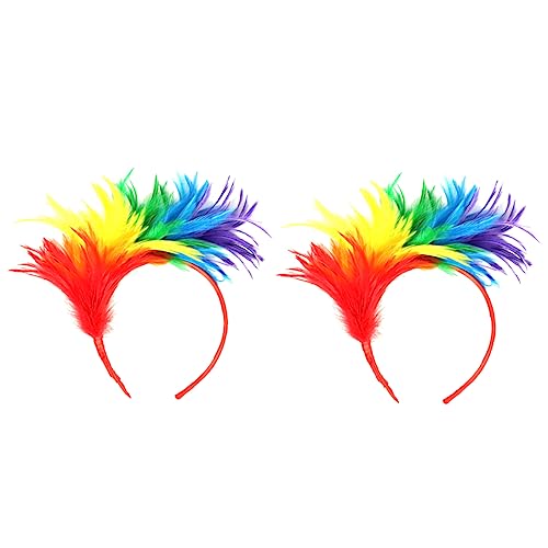 Healeved Feather Hair Accessoires Für Hochzeiten Elegantes Haarband Mit Federn Regenbogenfarben 2 Teiliges Set Für Partys Und Fotoshootings Braut Haarschmuck Und Performance Zubehör von Healeved