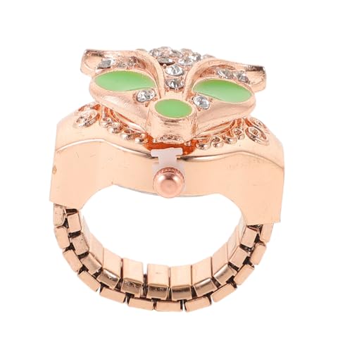 Healeved Ringuhr Damen mit Strass Dekorative Fingeruhr Zinklegierung Modischer Schmuckring für Alltag und Besondere Anlässe von Healeved