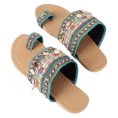 Healeved Flache Damen Bohemian Sandalen Design Sommer Slippers Leichtgrün Rutschfest Bequeme Reise Hausschuhe Für Strand Urlaub Pool Freizeit von Healeved