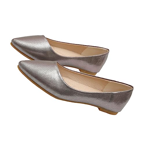Healeved Flache Damen Slipper mit Rutschfester Weicher Gummisohle Spitz Zulaufende Freizeit Sommerschuhe für Alltag und Komfort Einfache Ausziehmöglichkeit von Healeved