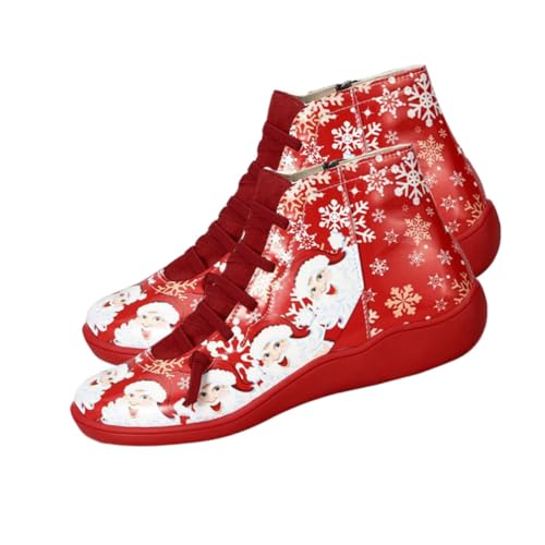 Healeved Flache Damen Stiefeletten Weihnachtsstiefel Rutschfest Atmungsaktiv Komfortabel Herbst Winter Geschenkidee für Frauen Party Bühnenauftritt von Healeved