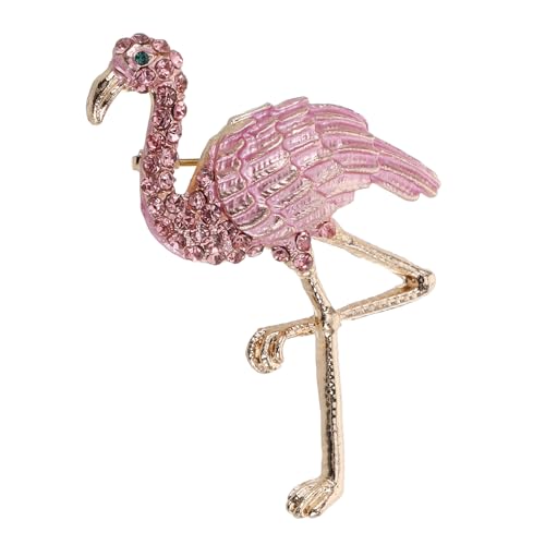 Healeved Flamingo Brosche aus Legiertem Emaille Anstecknadel mit Funkelndem Strass Eleganter Schmuck für Damen Vielseitig Kombinierbar zu Kleidung Taschen und Accessoires Perfektes von Healeved