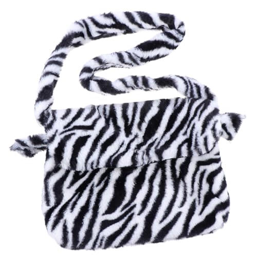 Healeved Flauschige Zebra muster Schultertasche Damen Plüsch Umhängetasche mit Magnetverschluss Große Crossbody Tasche für Alltag und Geschenk von Healeved