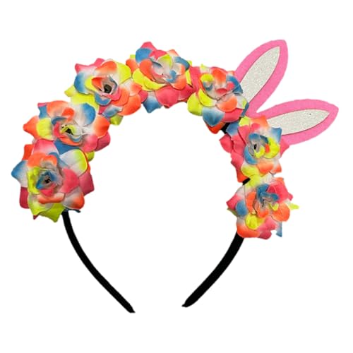 Healeved Blumen-haarband Mit Hasenohren Für Farbenfrohe Blütige Stirnbänder Für Accessoires Für Ostern Und Partys Langlebiges Und Leicht Zu Reinigendes Design von Healeved