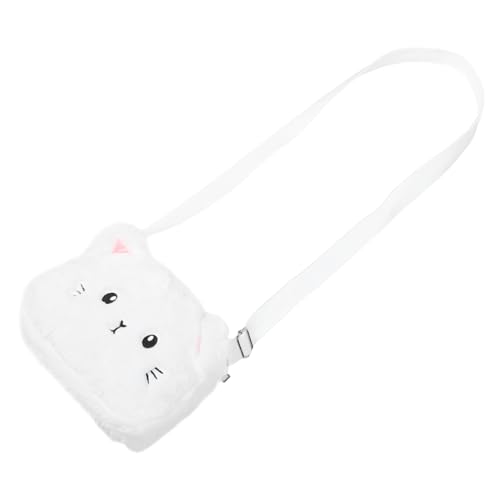 Healeved Fluffy Mädchen Umhängetasche Plüsch Katzenform Verstellbar Kleine Handtasche für Münzgeldbörse für Alltag Reisen Einkäufe und Verabredungen von Healeved