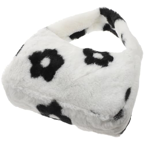 Healeved Fluffy Schultertasche Damen Weiß Plüsch Tote Bag Kuscheliges Material Sicherer Innenraum Alltag Frühling Herbst Winter von Healeved