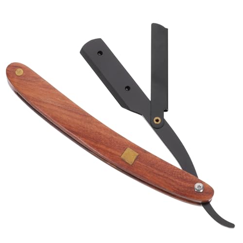 Healeved Für Männer Holzgriff Gerade Manuelle Metallrasur Tragbar Für Bart Feines Haar von Healeved