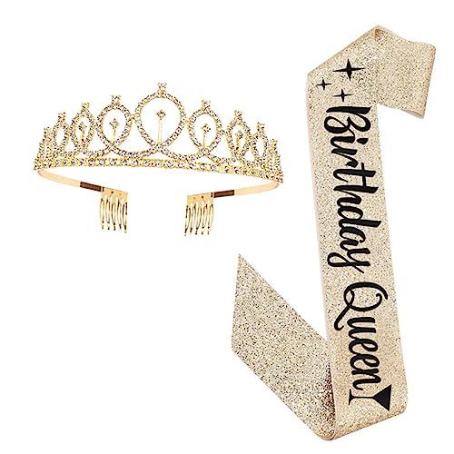Healeved Geburtstagskrone Schärpe Für Mädchen Dekorativer Schultergurt Mit Tiara Für Unvergessliche Feiern Zubehör Für Geburtstagspartys Und Fotoshootings von Healeved