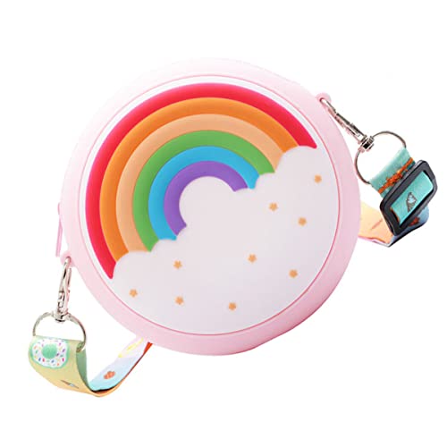 Healeved Geldbeutel Regenbogen Mädchen Münze Umhängetasche Münztüte Taschen für Babymädchen Schulter Mädchen Tasche Mädchenhandtasche Gürteltasche für Damen Crossbody Kieselgel Rosa von Healeved