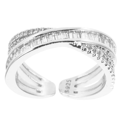 Healeved Strass Geometrischer Offener Ring für Frauen Verstellbar Fingerring mit Funkelndem Design Ring Schmuck für Damen Trendiger Fingerschmuck von Healeved