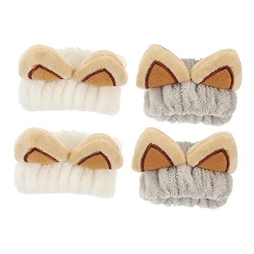 Healeved Gesichtswascharmbänder Mit Katzenohren Für Mädchen 4 Stück Hautpflegebänder Für Spa Yoga Workout Saugfähig Bequem von Healeved