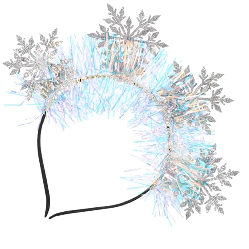 Healeved Glitzerndes Schneeflocken Haarband für Damen Dekorativer Weihnachts-haarreifen mit Silber-pinken Schneeflocken Elastisch Leicht und Langlebig Festlicher Kopfschmuck für Weihnachten von Healeved