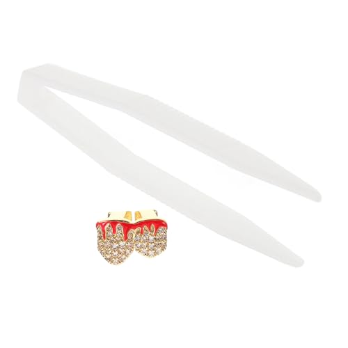 Healeved Goldene Flammen Mundgrills aus Kupfer mit Strahlenden Strasssteinen Stylische Zahnkappen für Halloween und Partys Einzigartiger Hip Hop Zahnschmuck für Männer und Frauen von Healeved