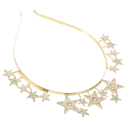 Healeved Goldener Stern Haarreif mit Funkelnden Strasssteinen Fünfzackige Göttinnen Krone Leichter Brautschmuck für Frauen Vielseitiges Accessoire für Festivals und Besondere Anlässe von Healeved