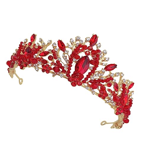 Healeved Goldfarbene Brautkrone mit Strass Handgefertigtes Design Hochzeit Haarschmuck für Damen Prinzessinnen Braut und Brautjungfern Leicht und Langlebig von Healeved