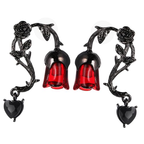 Healeved Gothic Ohrstecker Damen Leichtes Legierungs Material Rotes Rosen Design Antikfarben Ohrschmuck Modisch und Hautfreundlich Healeved Gothic Ohrstecker Damen Leichtes Legierungs Material Rotes Rosen Design Antikfarben Ohrschmuck Modisch und Hautfreundlich von Healeved