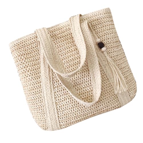 Healeved Große Geflochtene Strandtasche Damen Leichte Robuste Schultertasche mit Breitem Träger Vielseitige Einkaufstasche und Urlaubstasche für Strand Reisen und Alltag von Healeved