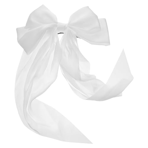 Healeved Große Haarklammer mit Klassischem Weißem Stoffbogen Leichter Langlebiger Haarclip für Frauen und Mädchen Geeignet für Partys Hochzeit Alltag Eleganter Haarschmuck für Dickes Haar von Healeved