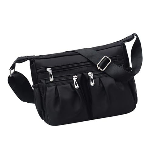 Healeved Große Kapazität Damen Crossbody Tasche mit Verstellbarem Schultergurt und Drei Reißverschlusstaschen Modische Multi Pocket Umhängetasche für Alltag Reisen Shopping Schwarz von Healeved