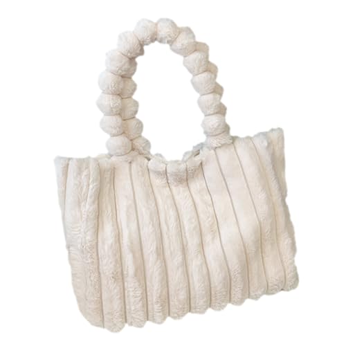 Healeved Große Kapazität Plüsch Tote Bag Damen Kuschelige Schultertasche Weiß Fuzzy Handtasche Leicht Tragbar Für Alltag Reise von Healeved