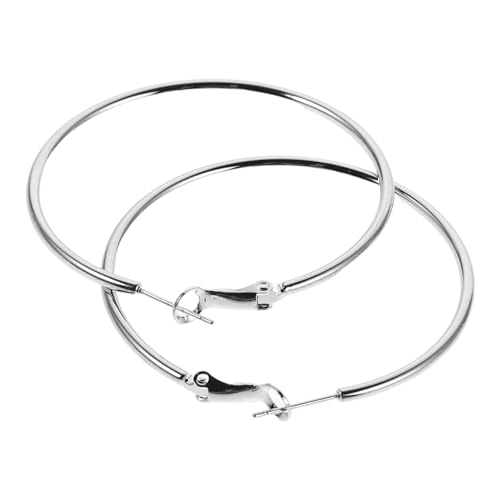 Healeved Große Silberne Creolen Damen Ohrringe Leichtes Design Hypoallergen Modisch für Alltag und Party Langlebig Glänzend von Healeved