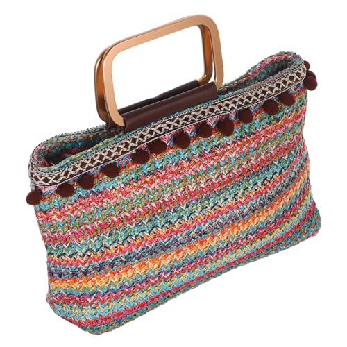 Healeved Große Strohtasche Damen Handgefertigt Robust Leicht Tragbar Viel Stauraum Casual Style Strandtasche Sommer Gewebte Umhängetasche von Healeved