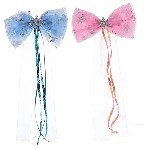 Healeved 2 Stück Schneeflocken Haarklammern Bogenknoten Haarnadeln Für Frauen Weihnachts Haarschmuck Blau Und Pink Süßes Haaraccessoire Für Weihnachten Party Und Alltag von Healeved