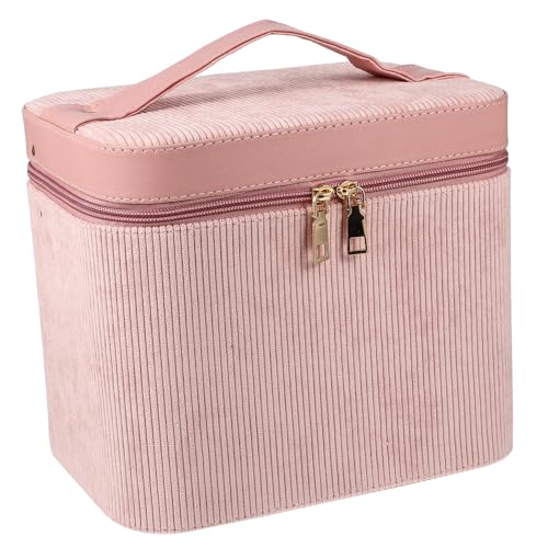 Healeved Großer Kosmetikkoffer mit Spiegel Handlicher Make up Organizer aus Kunstleder Reise Kulturbeutel für Frauen Praktische Aufbewahrungstasche von Healeved